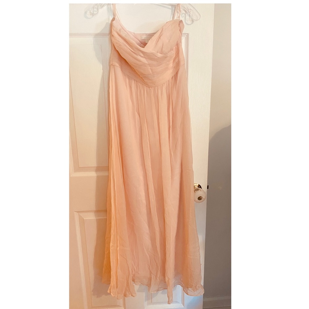 Ann Taylor, petite silk long dress, pink, size: 6p